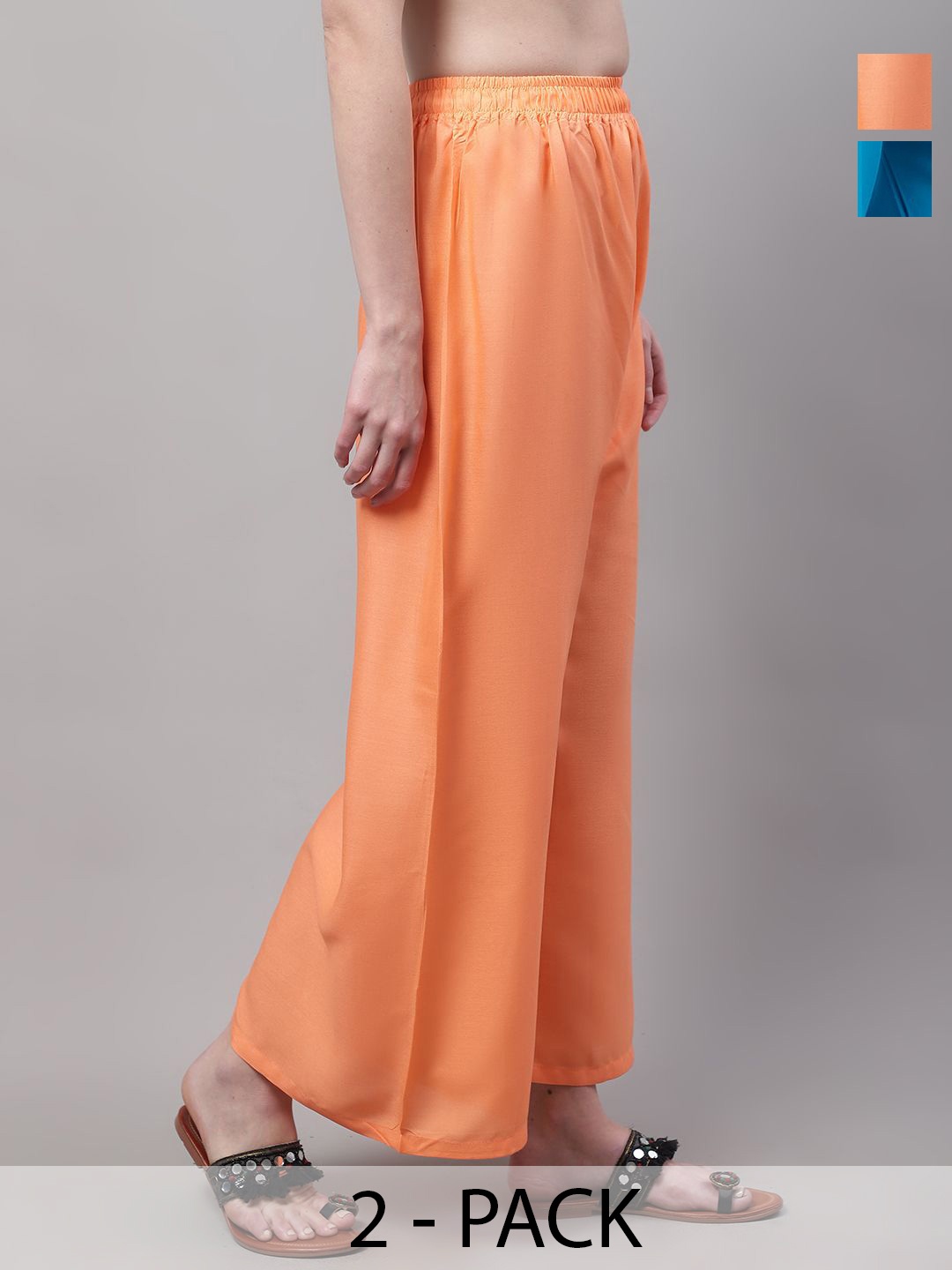 

Valles365 by S.C. Women Pack of 2 Flared Ethnic Palazzos, Orange
