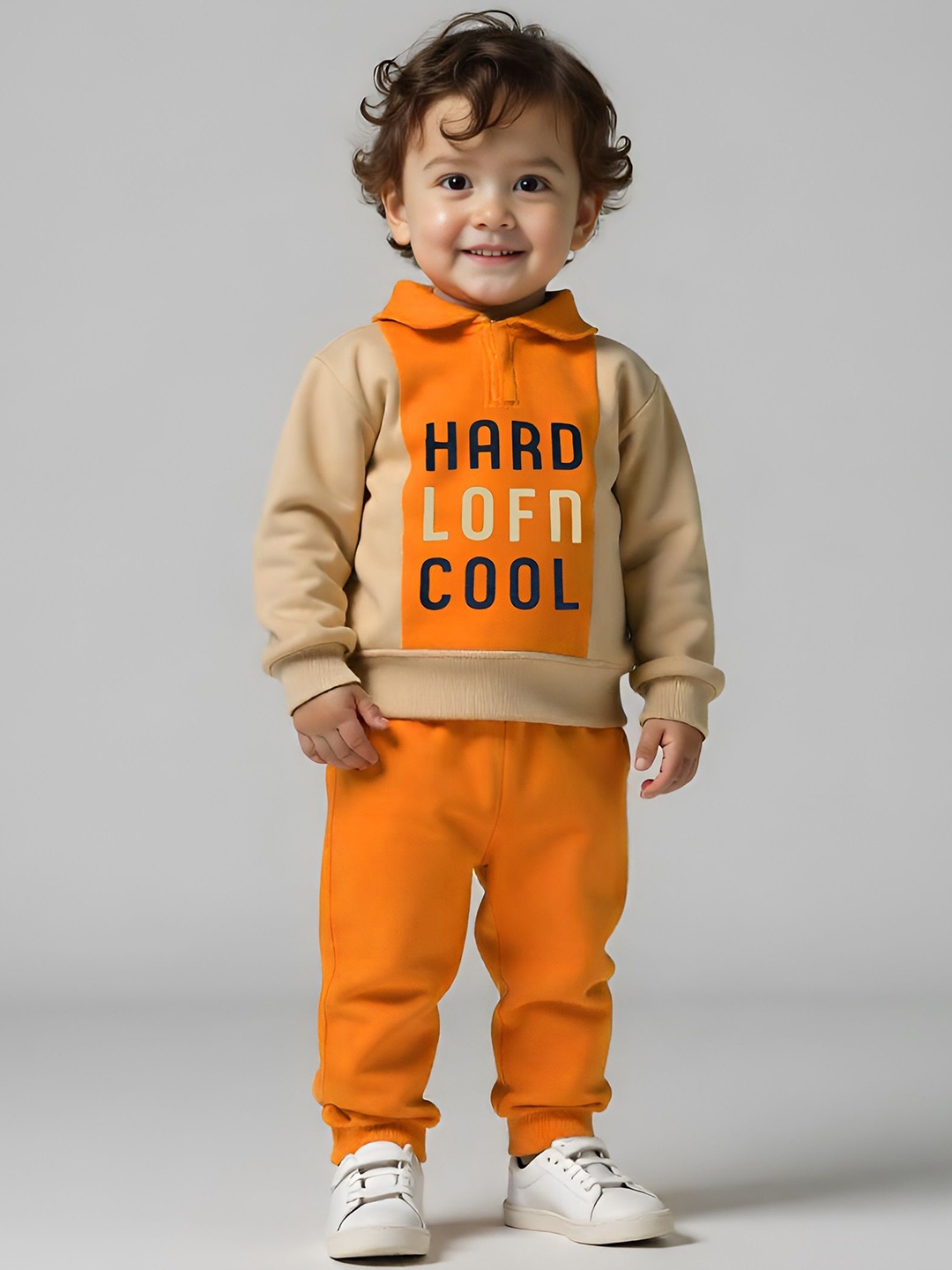 

BAESD Kids Printed Long Sleeves Pure Cotton Sweatshirt With Jogger, Orange
