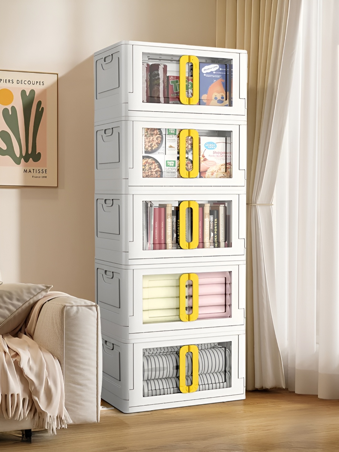 

UPC Yellow & White 5 Pieces Storage Cube - Multi-Purpose Space-Saving Organizers