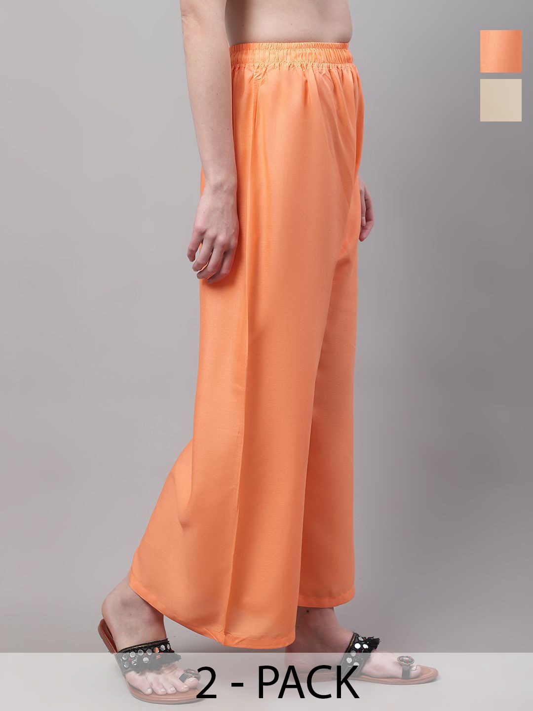 

Valles365 by S.C. Women Pack Of 2 Flared Ethnic Palazzos, Orange