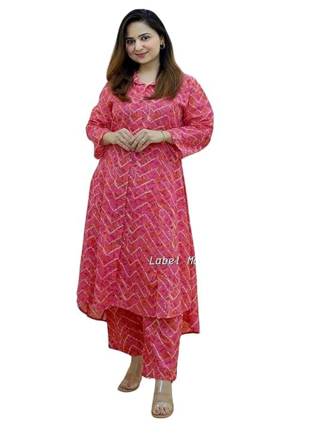 

Badthunia Fab Women Floral Printed Regular Thread Work Kurta with Trousers, Pink