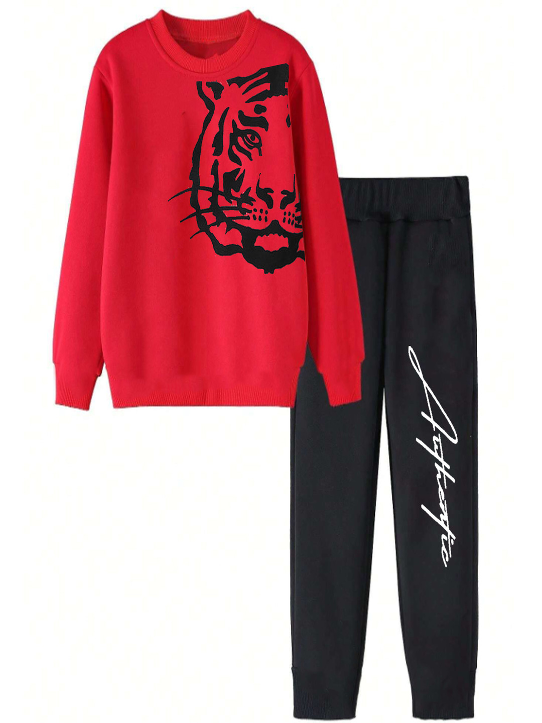 

BILLYBALL Kids Printed Long Sleeves Pure Cotton Sweatshirt With Joggers, Red
