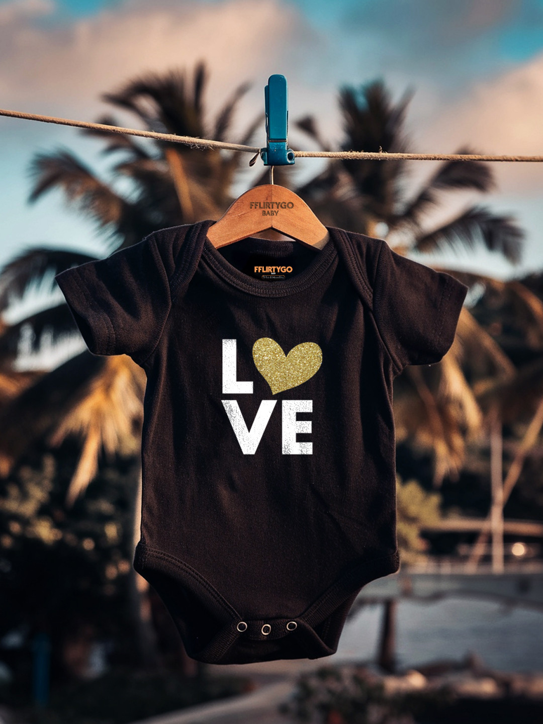 

FFLIRTYGO Kids Printed Cotton Bodysuit, Black