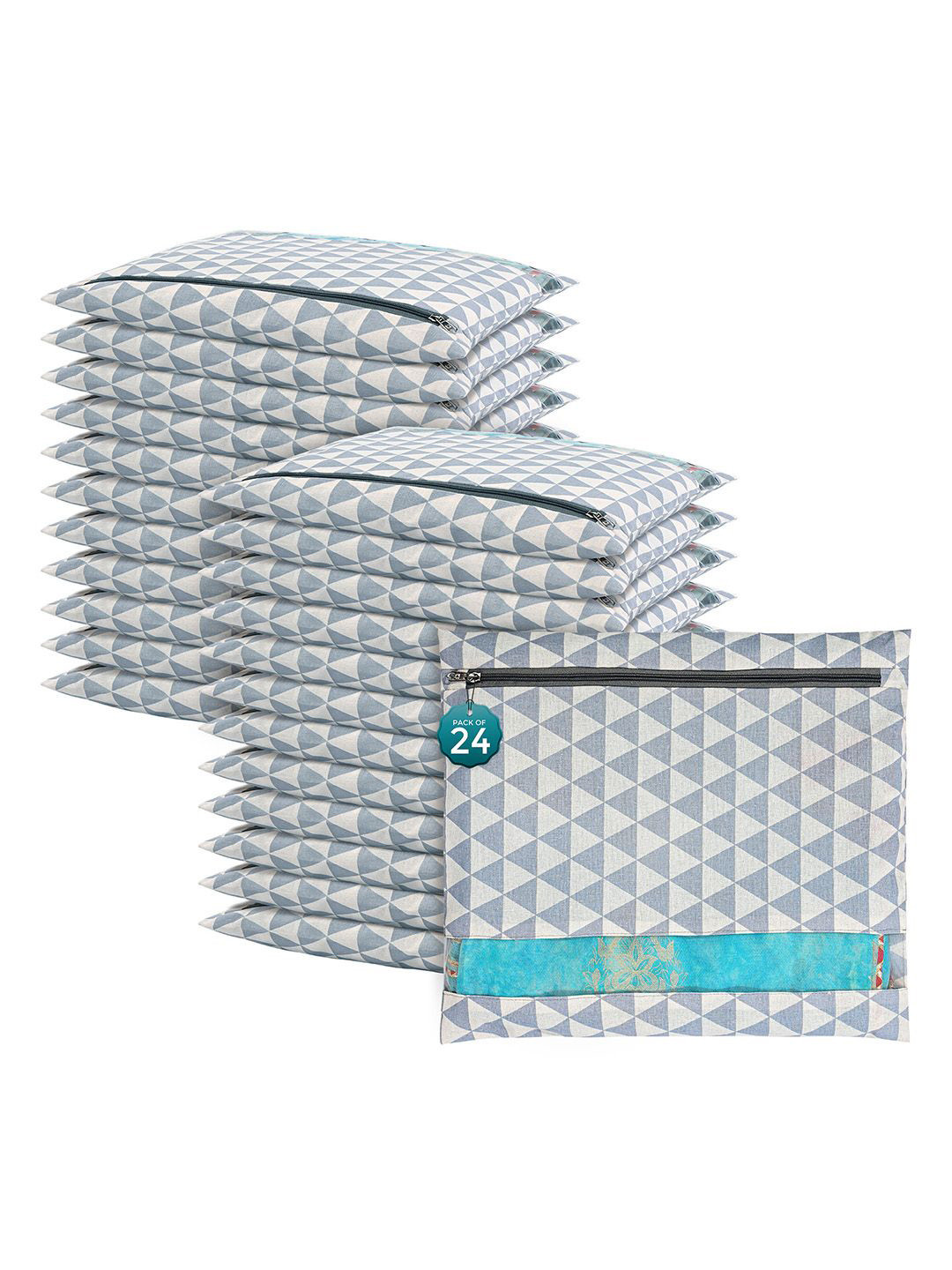 

Kuber Industries Grey 24 Pcs Regular Single Saree Cover Multi-Utility Storage Organisers