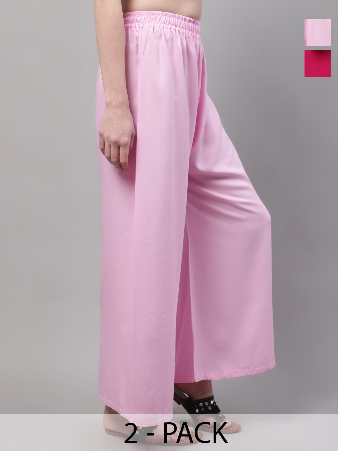 

Valles365 by S.C. Women Pack of 2 Flared Palazzos, Pink
