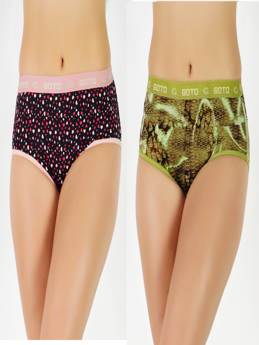 

GOTO Pack Of 2 Printed Bikini Briefs, Black