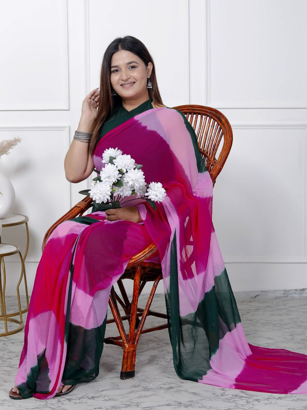 

neelkanth enterprises Leheriya Pure Chiffon Leheriya Saree, Purple