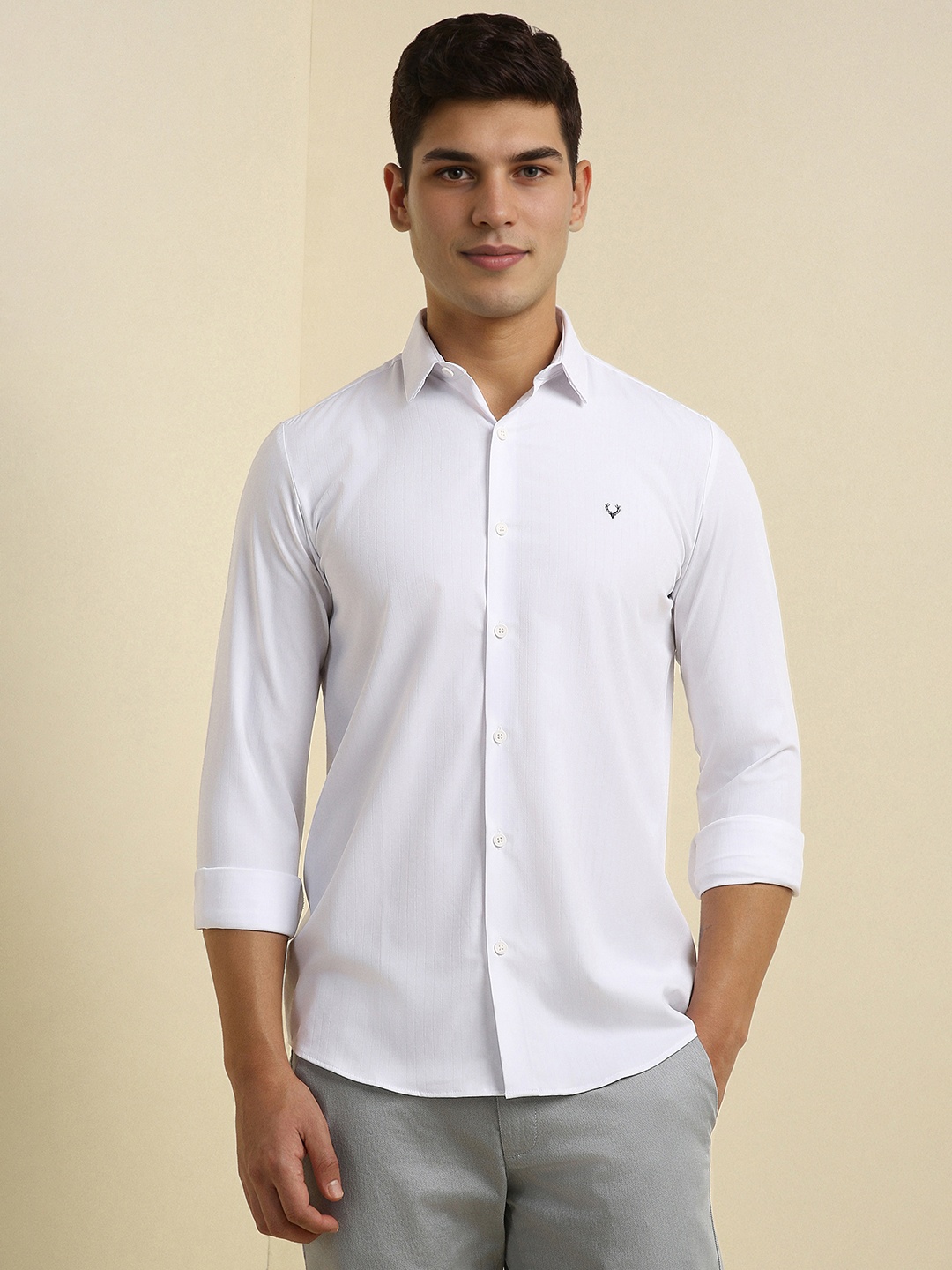 

Allen Solly Men Slim Fit Opaque Casual Shirt, White