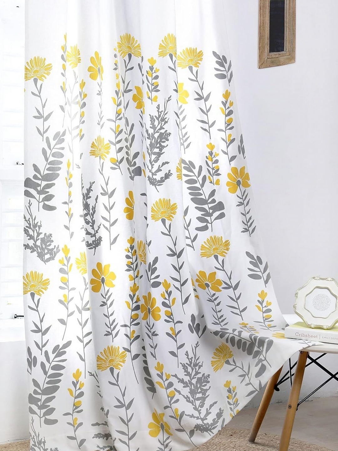 

Tranquebar Home Yellow & White Set of 2 Floral Door Curtain