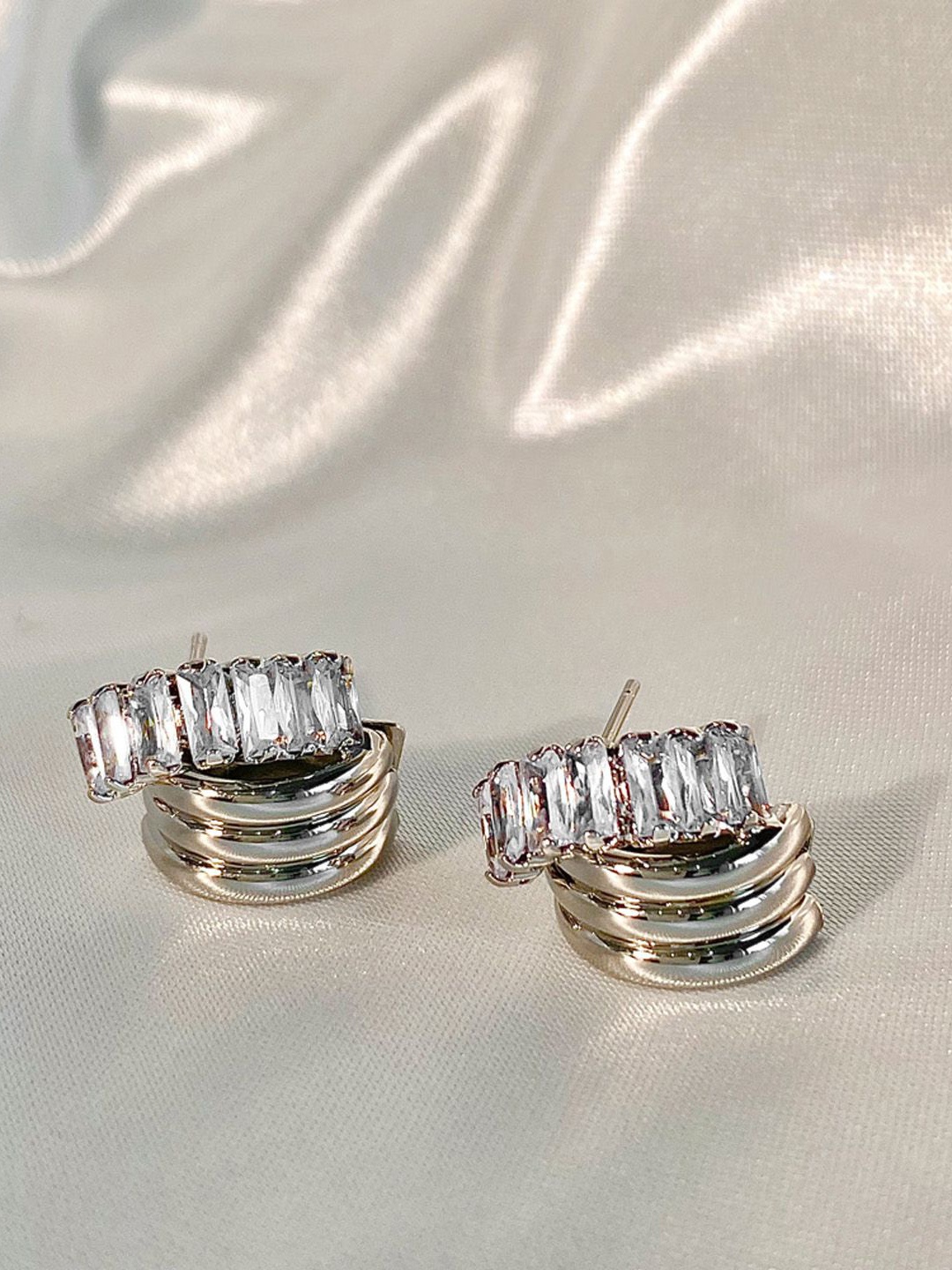 

Just Lil Things Contemporary Shaped Studs, Silver