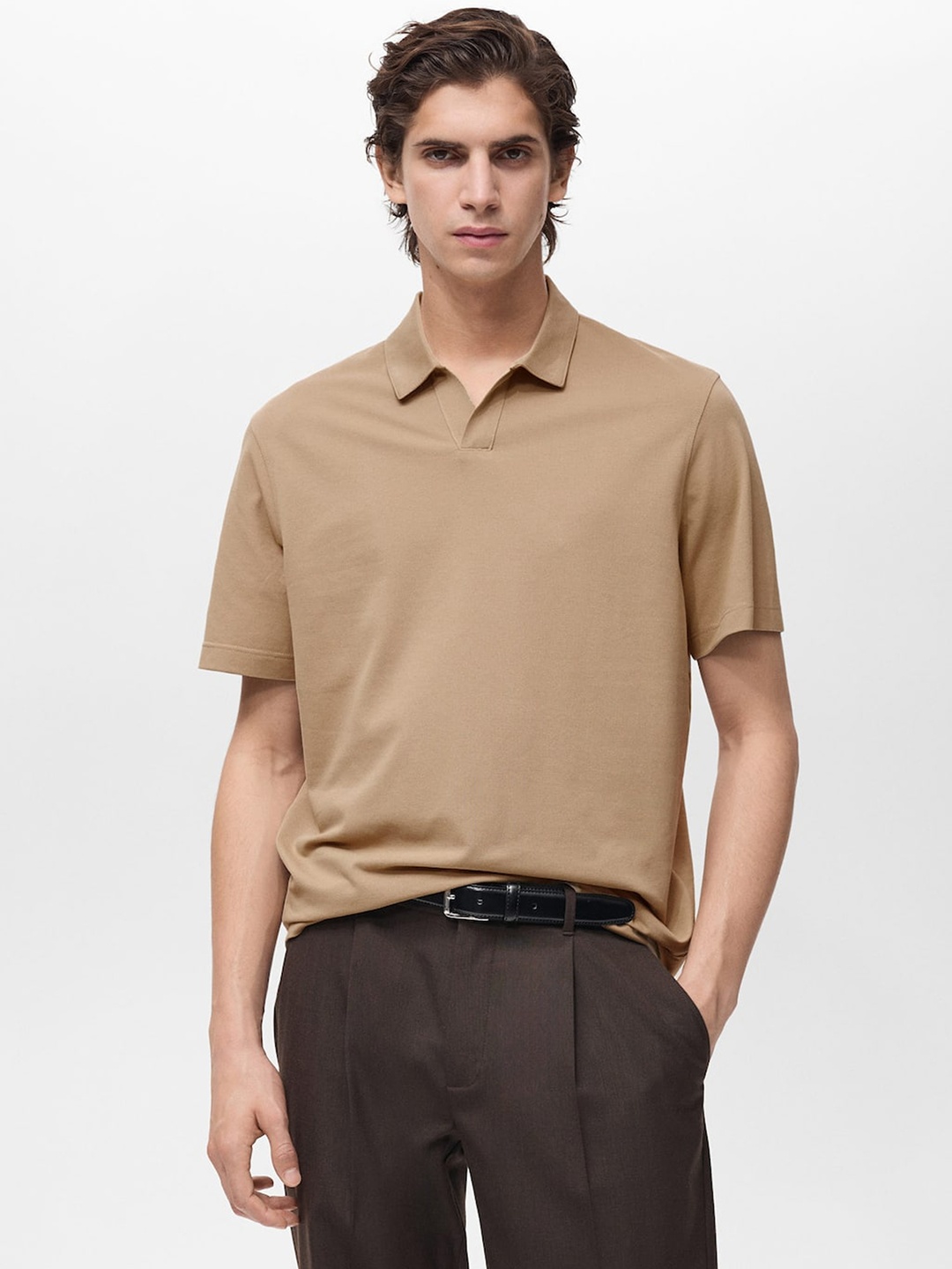 

MANGO MAN Slim Fit Pique Polo T-shirt, Khaki