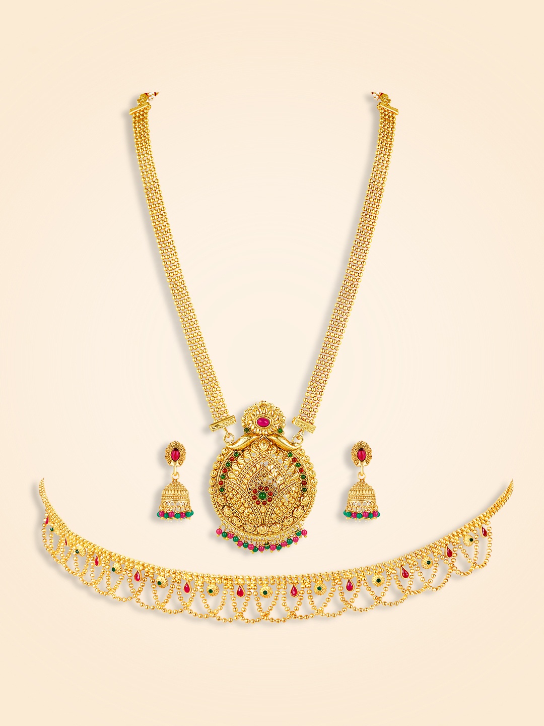 

Peora Gold-Plated Stone Studded Jewellery Set