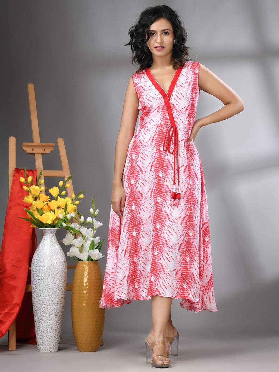 

Charukriti Shibori Printed Ethnic Dress, White