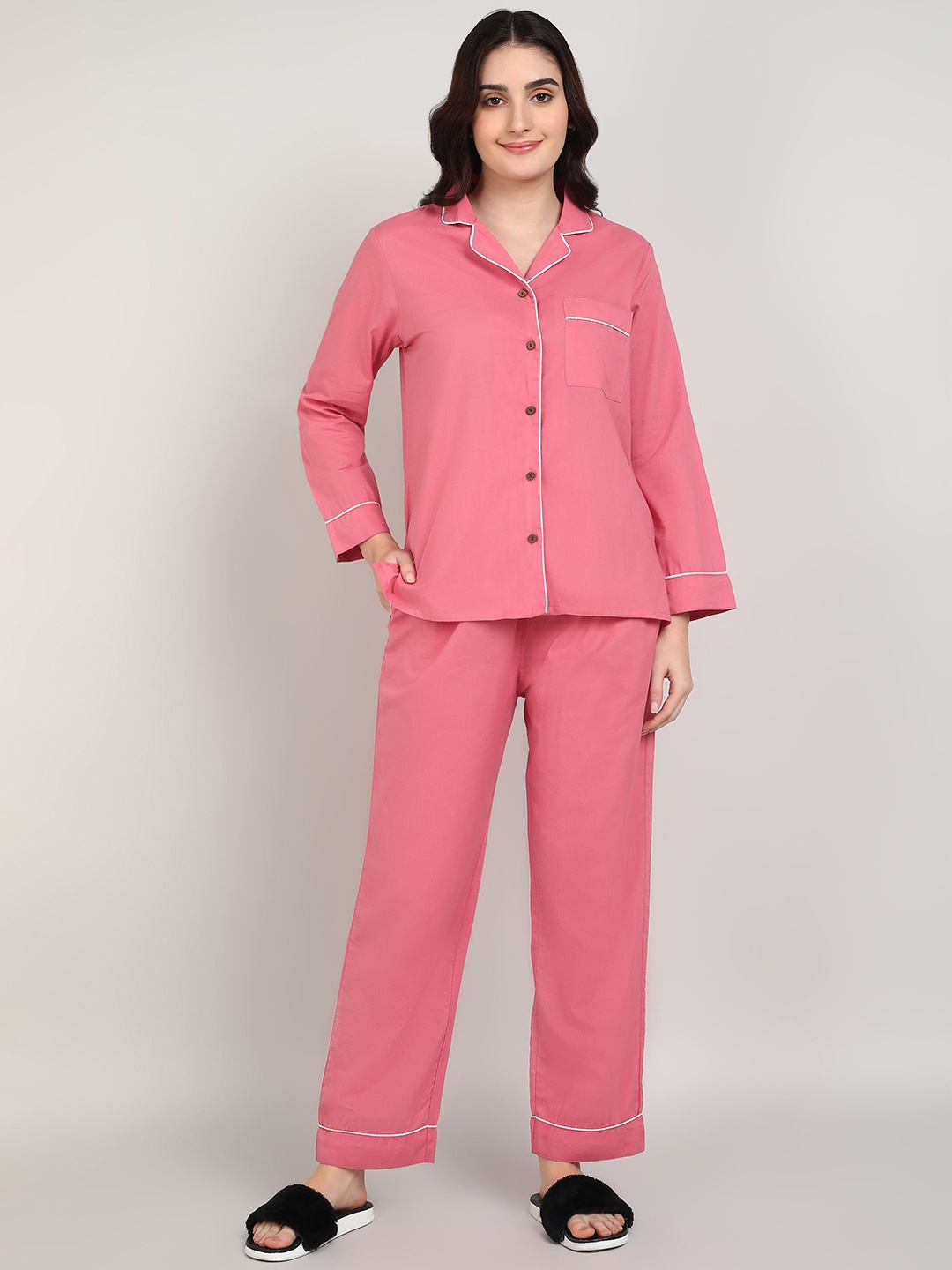 

Label Ceres Women Pure Cotton Night suit, Pink