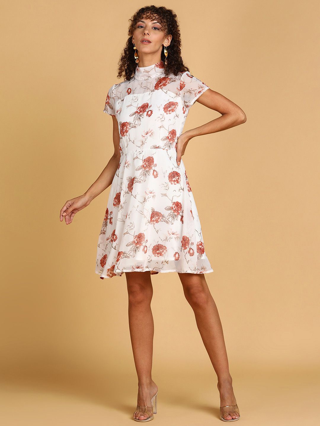 

MISS HAUTE Floral Print Georgette Fit & Flare Dress, Multi