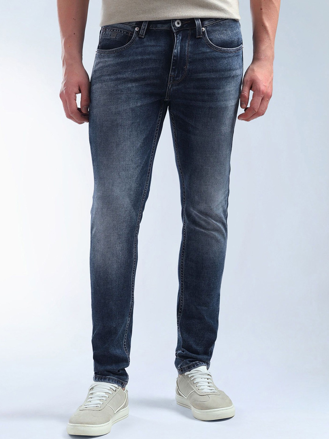 

Flying Machine Jackson Skinny Fit Whiskered Jeans, Blue