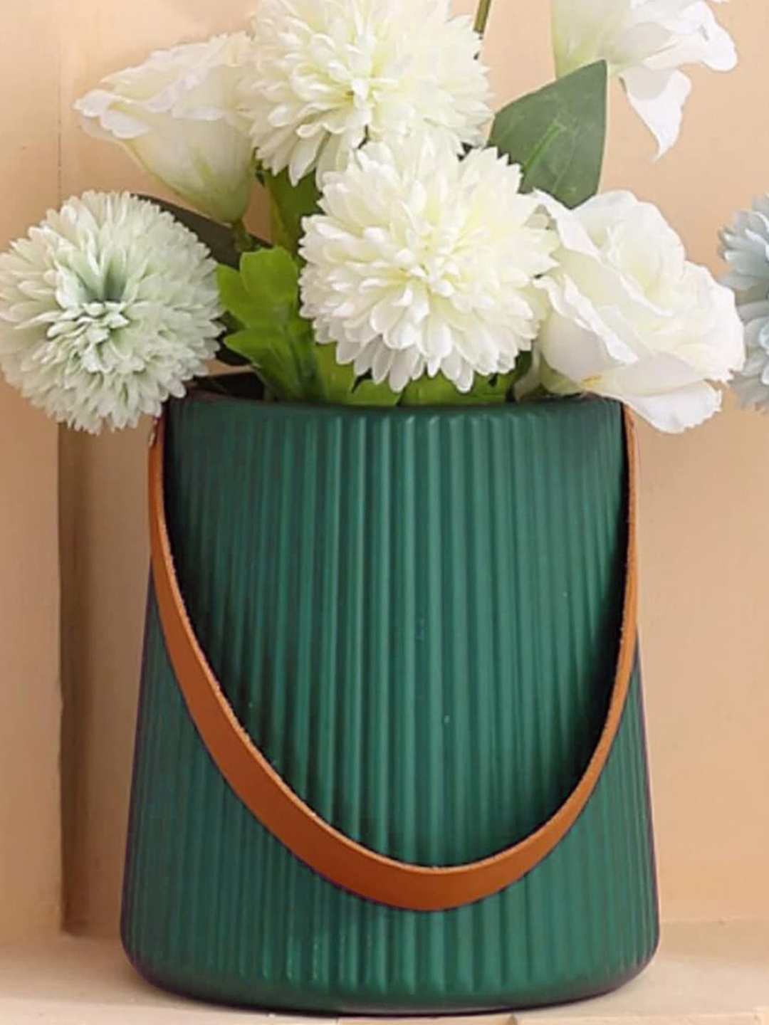 

DecorTwist Green Plastic Flower Vases for Home Decor (Pack of 4)