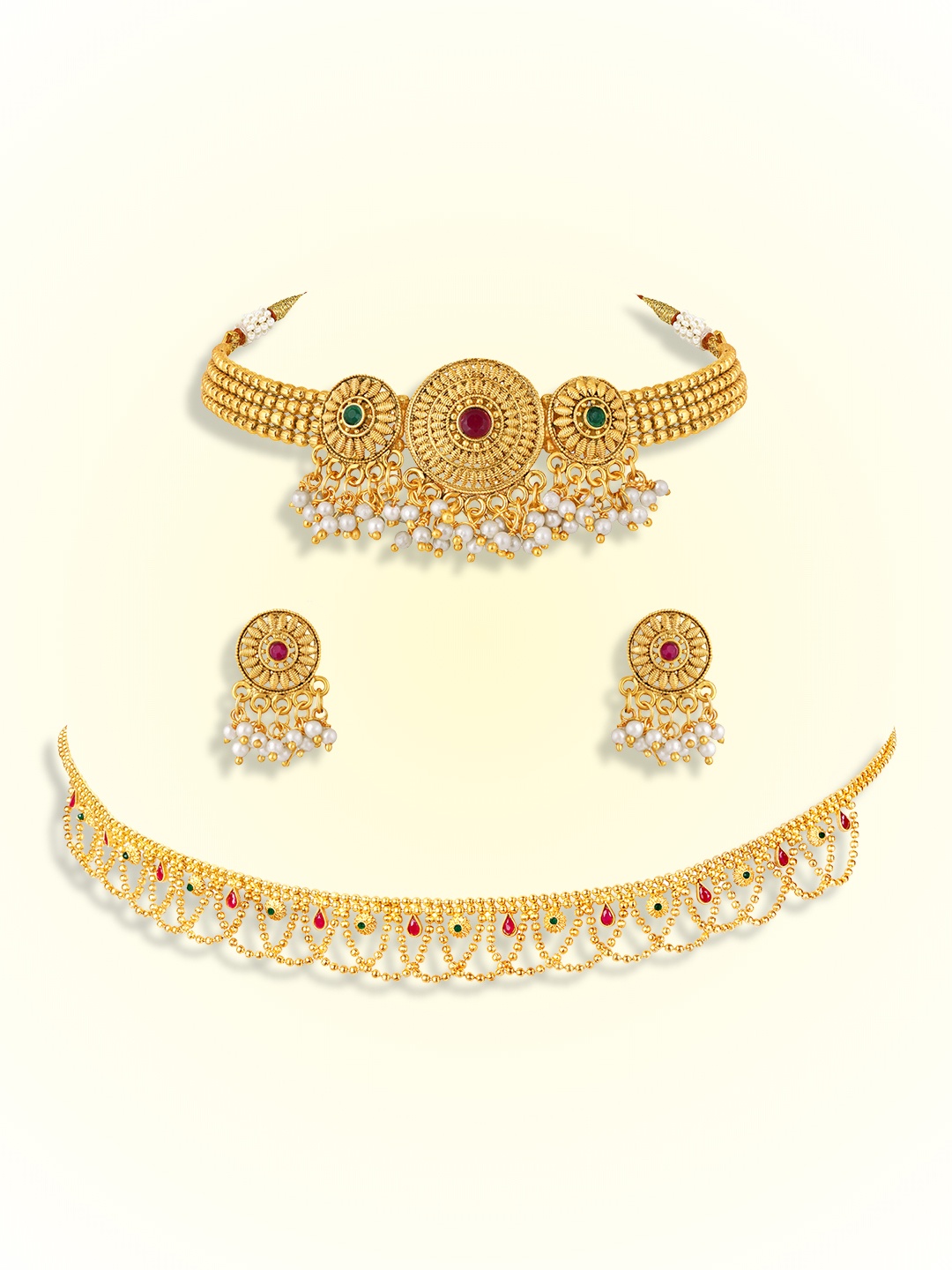 

Peora Gold-Plated Stone Studded Jewellery Set
