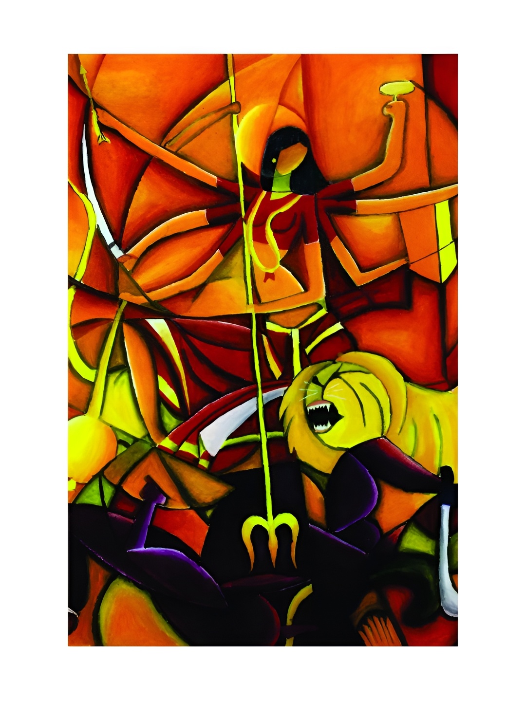 

Inephos Orange & Yellow Indian Goddess Religious Printed Canvas Wall Art