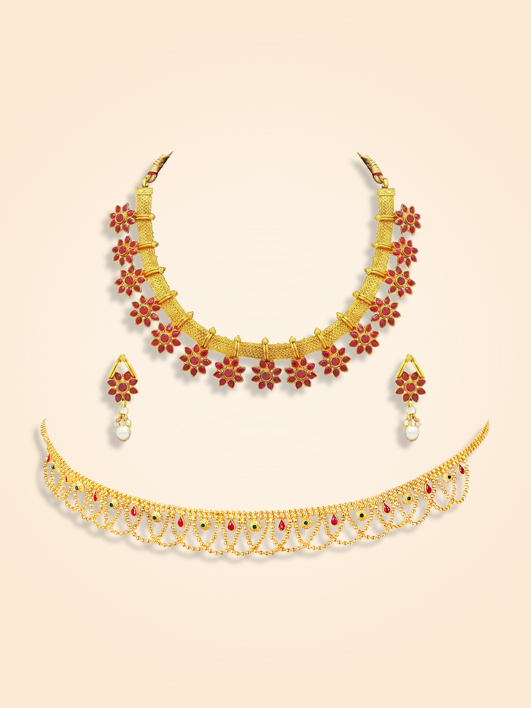 

Peora Gold-Plated Stone Studded Jewellery Set
