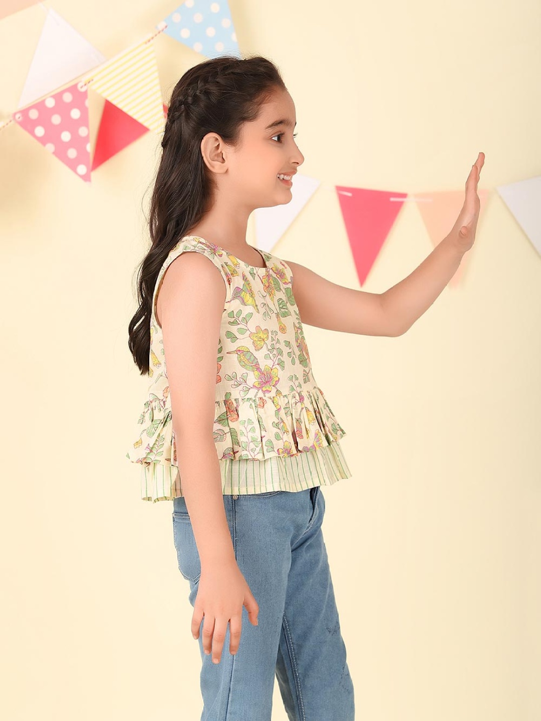 

Fabindia Girls Floral Print Cotton Top, Yellow