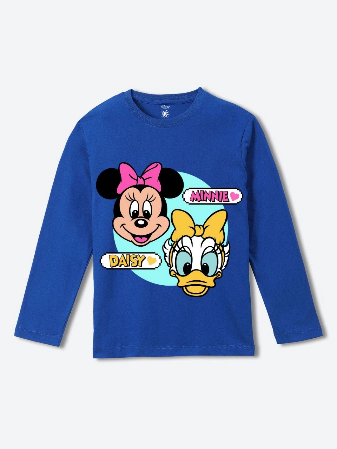 

YK Disney Girls Minnie Mouse Printed Pure Cotton Applique T-shirt, Blue