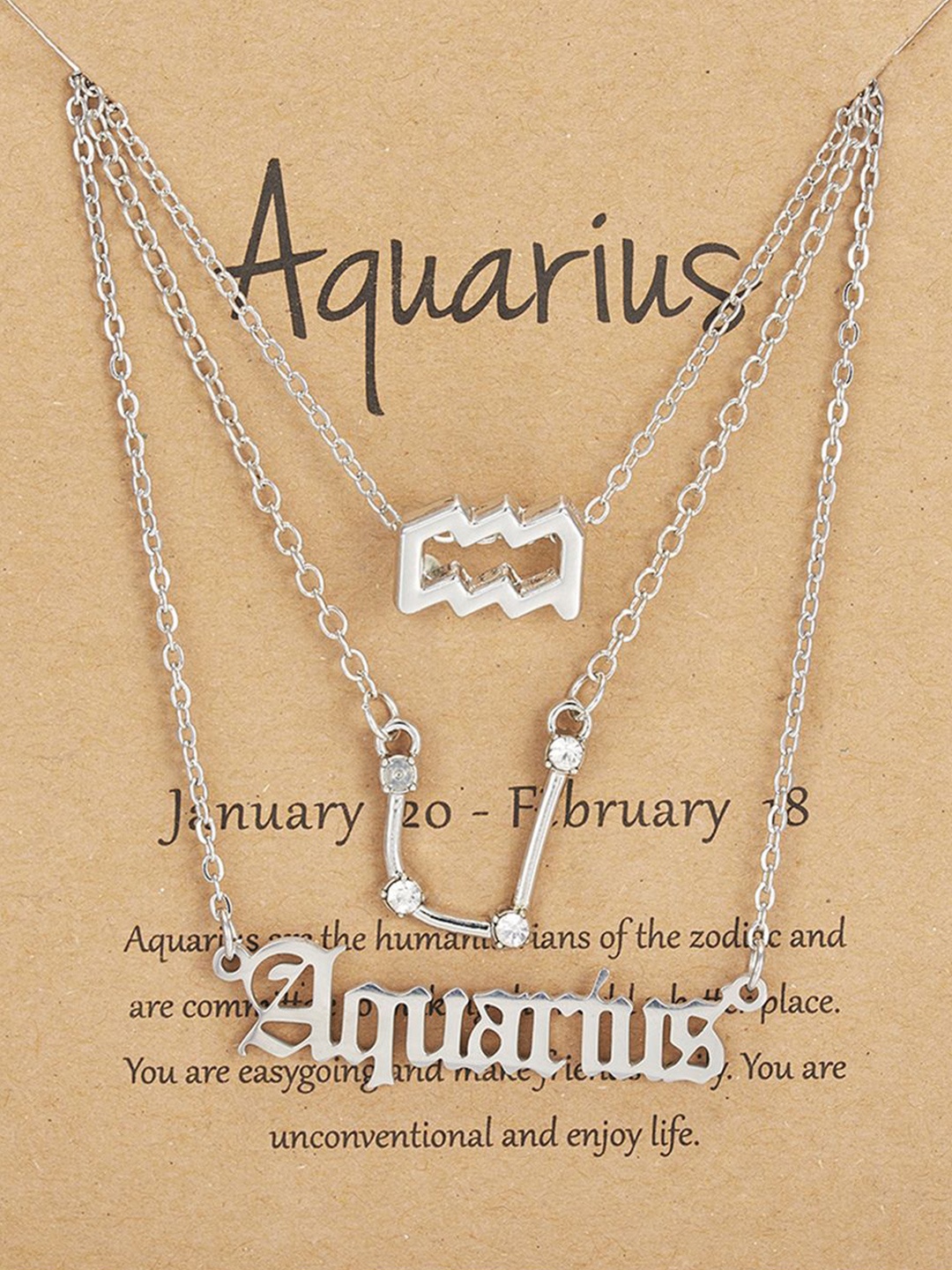 

Just Lil Things Artificial Stones Studded Pendant With Chains, Silver