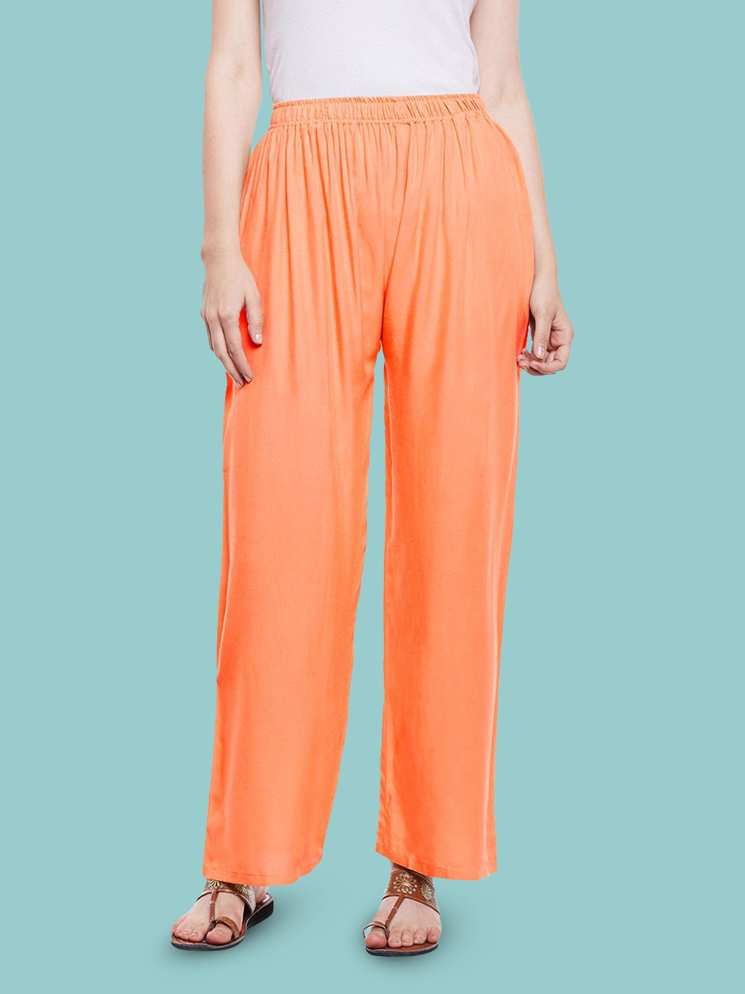 

Castle Lifestyle Women Slip-On Elasticated Palazzos, Peach