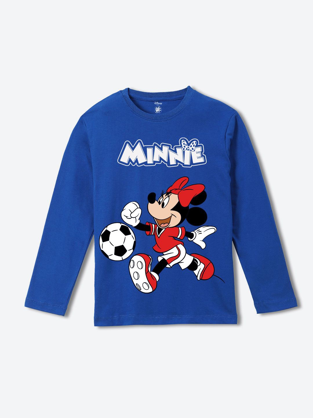 

YK Disney Girls Minnie Mouse Printed Pure Cotton Applique T-shirt, Blue