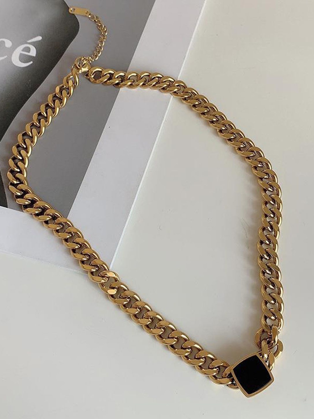 

Just Lil Things Artificial Stones Studded Minimal Intricate Design Chains, Gold