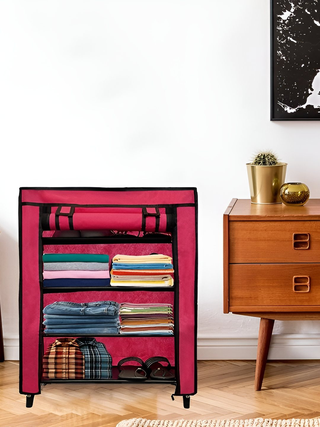 

Urban Choice 4-Tier Rectangle ShoeRack, Pink