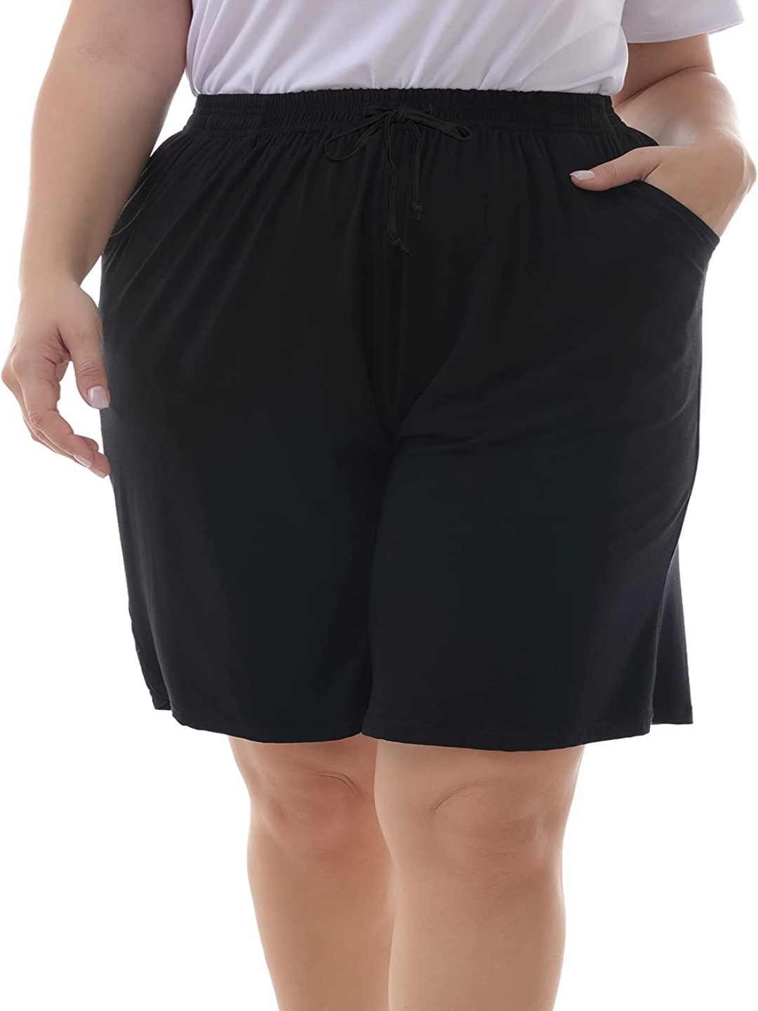 

NOTWILD Women Plus Size Mid-Rise Regular Fit Shorts, Black