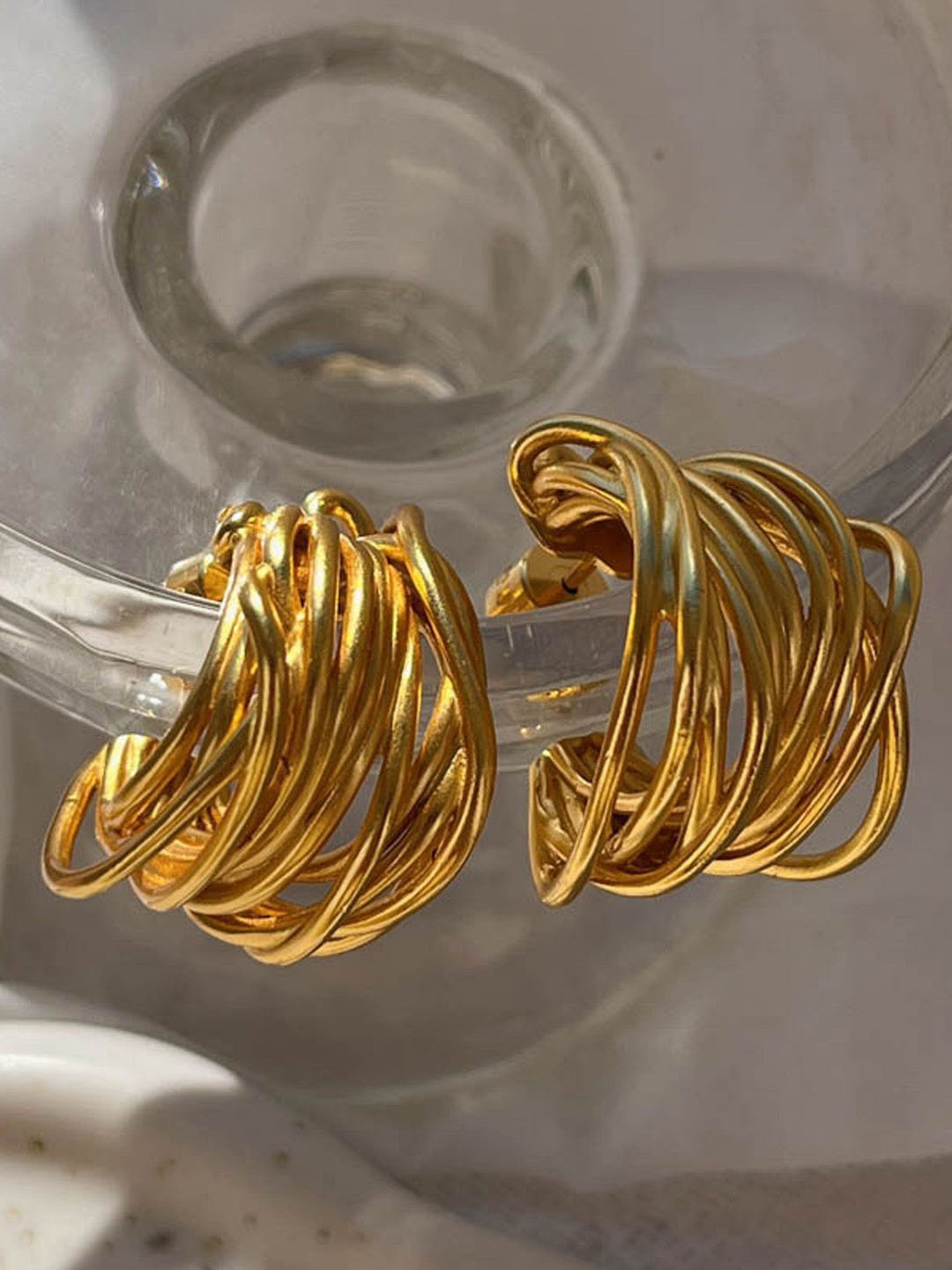 

Just Lil Things Contemporary Shaped Hoop Earrings, Gold