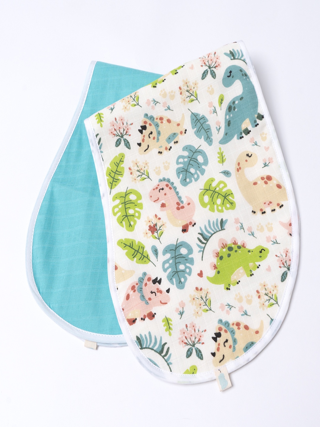 

TIDY SLEEP Kids Pack Of 2 Printed Organic Cotton Sleep Burp Cloth, Blue