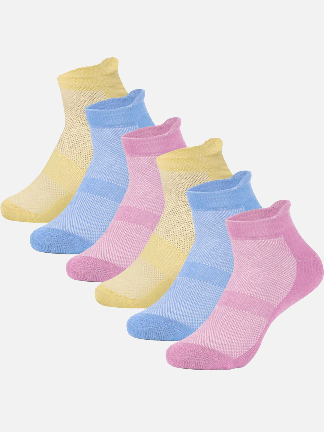 

StyFun Unisex Pack Of 6 Patterned Ankle Length Socks, Blue