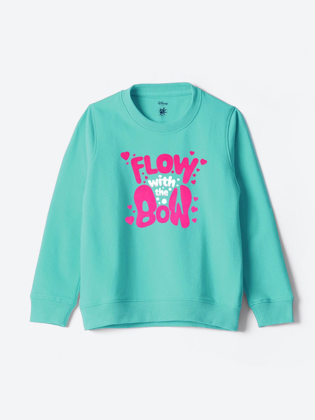 

YK Disney Girls Printed Pullover Sweatshirt, Turquoise blue
