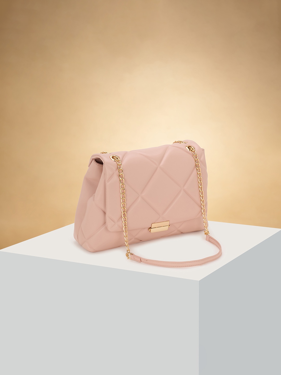 

Forever Glam by Pantaloons Women Solid Structured Shoulder Bag, Pink