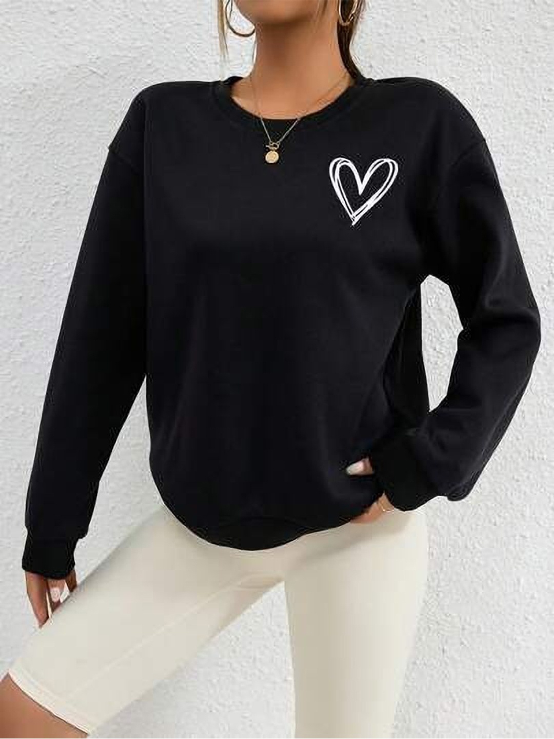 

KASHIAN Women Printed Hooded Sweatshirt, Black