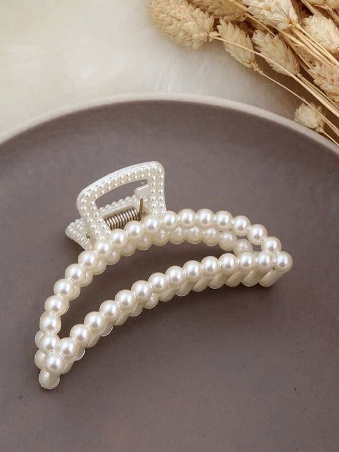 

Radhya Accessories Women Set of 2 Embellished Claw Clip, White