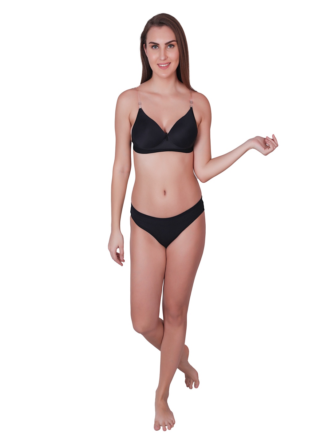 

SGC SWEDEN Women Lightly Padded Mid-Rise Lingerie Set, Black