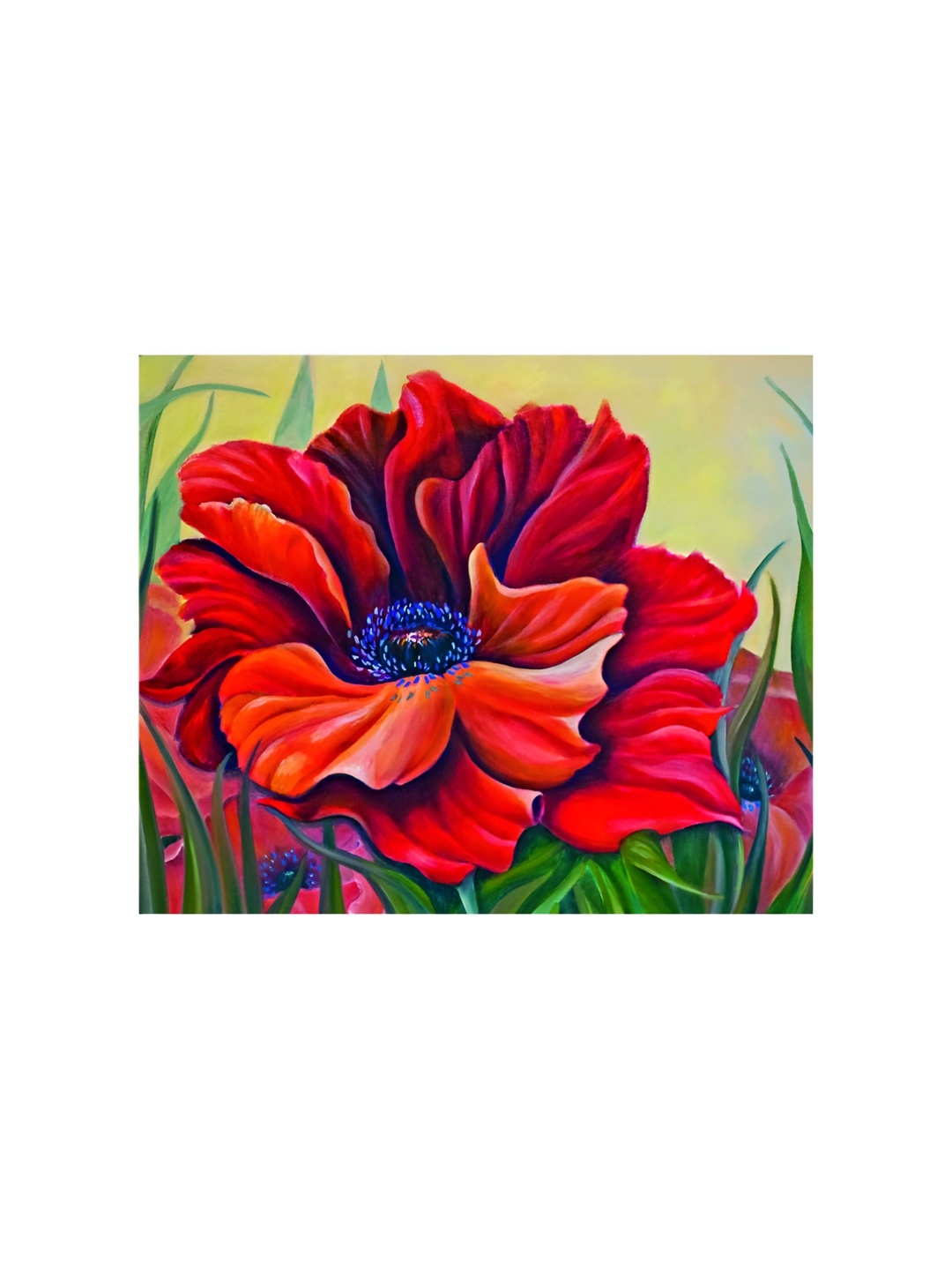 

Inephos Red & Blue Floral and Botanical Hibiscus Canvas Wall Art