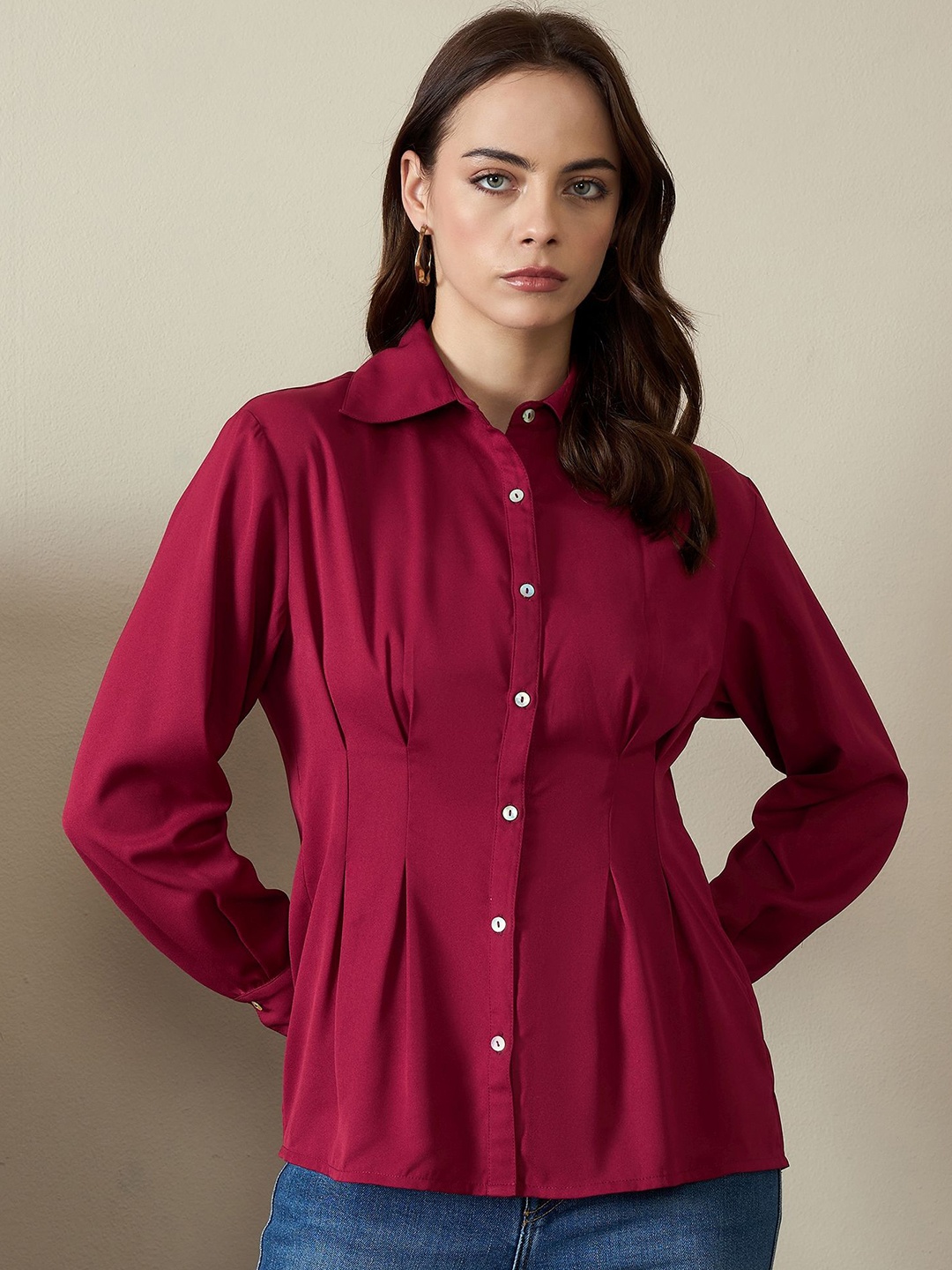 

Kibo Women Standard Slim Fit Opaque Casual Shirt, Maroon