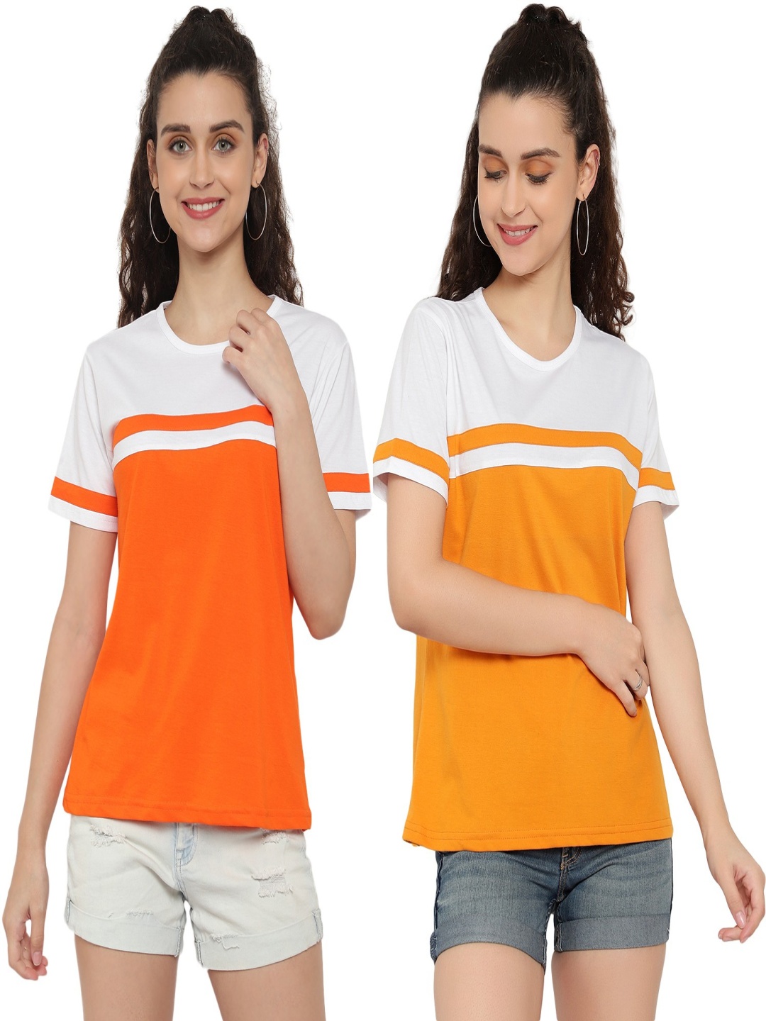 

DEEPMAYRA COLLECTION Women 2 Colourblocked T-shirt, Multi