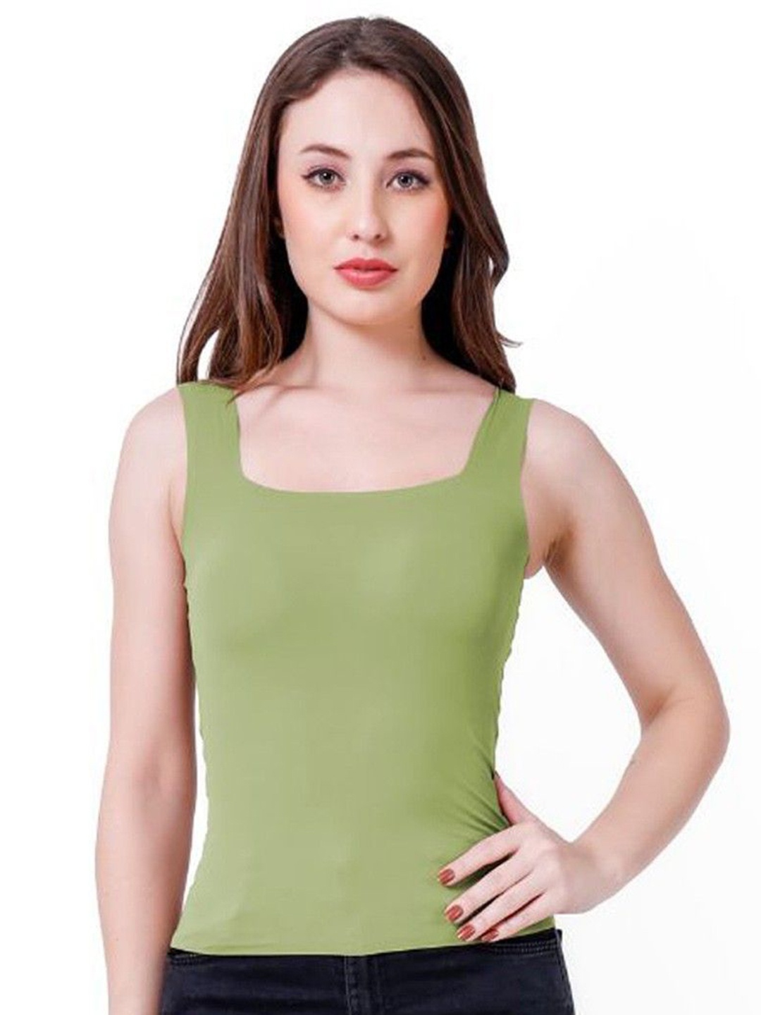 

Sizi Women Square Neck Padded Camisole Workout Tank Top, Green