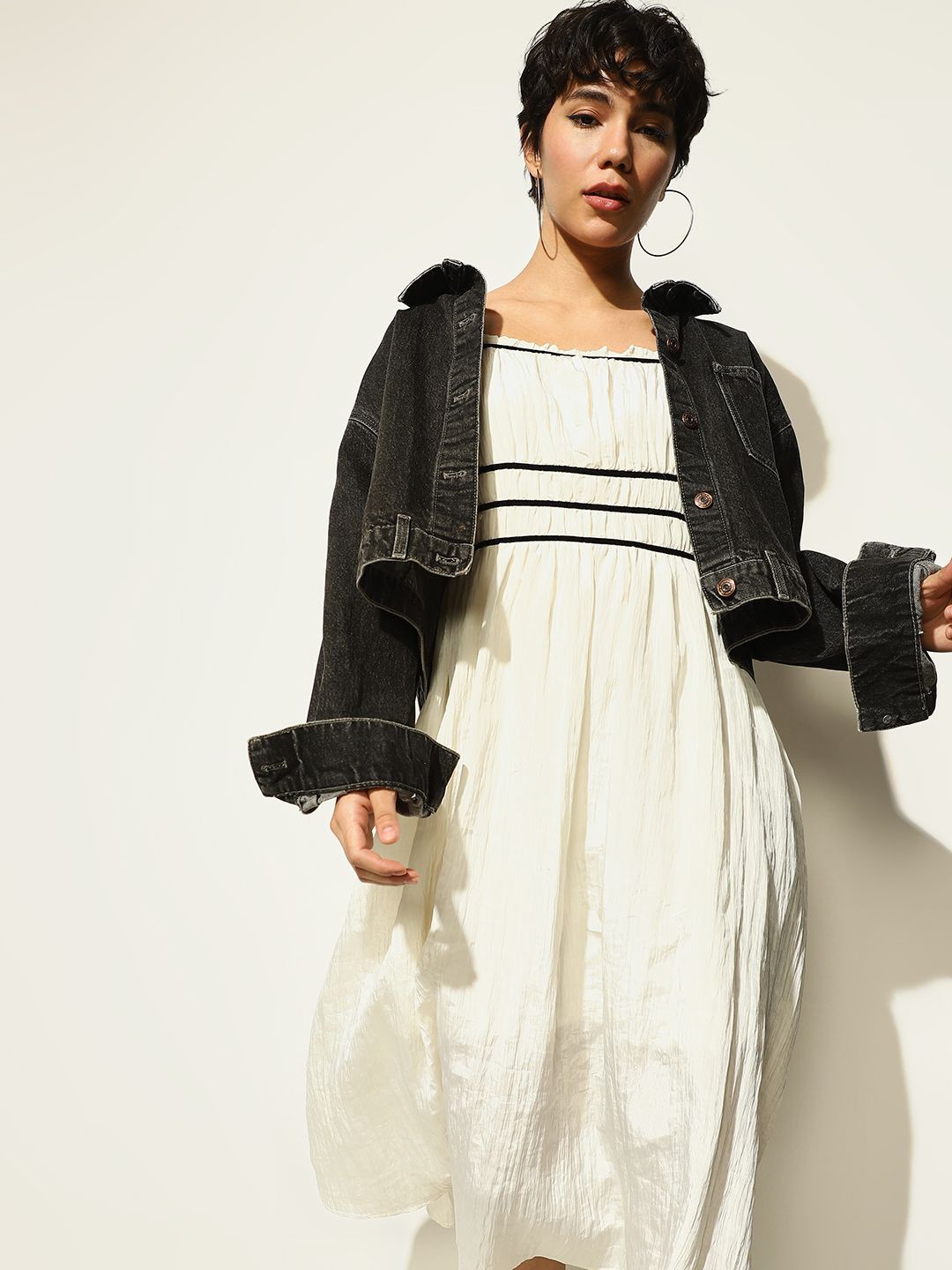 

ONLY Fit & Flare Midi Dress, Cream