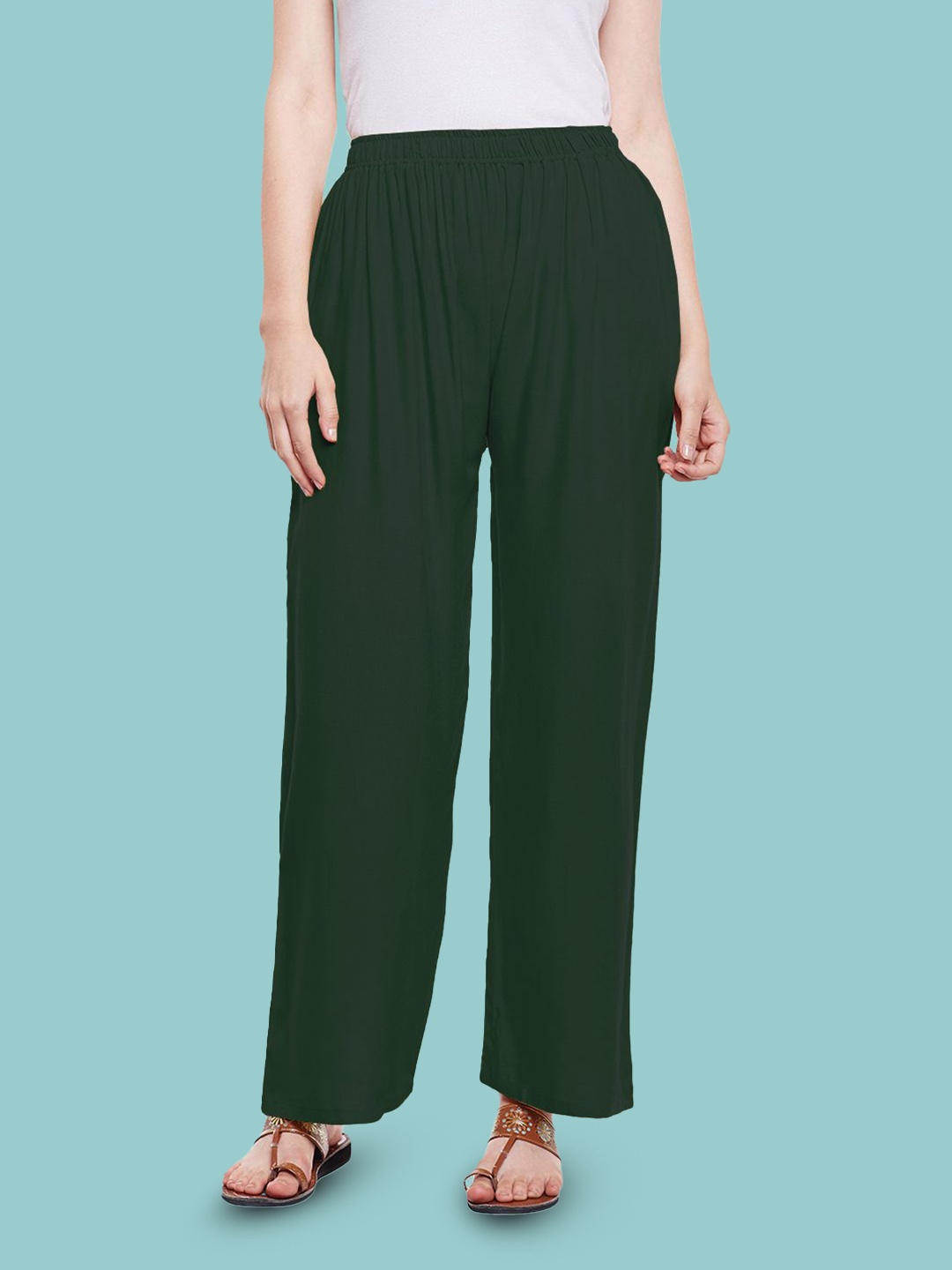 

Castle Lifestyle Women Straight Fit Palazzos, Green