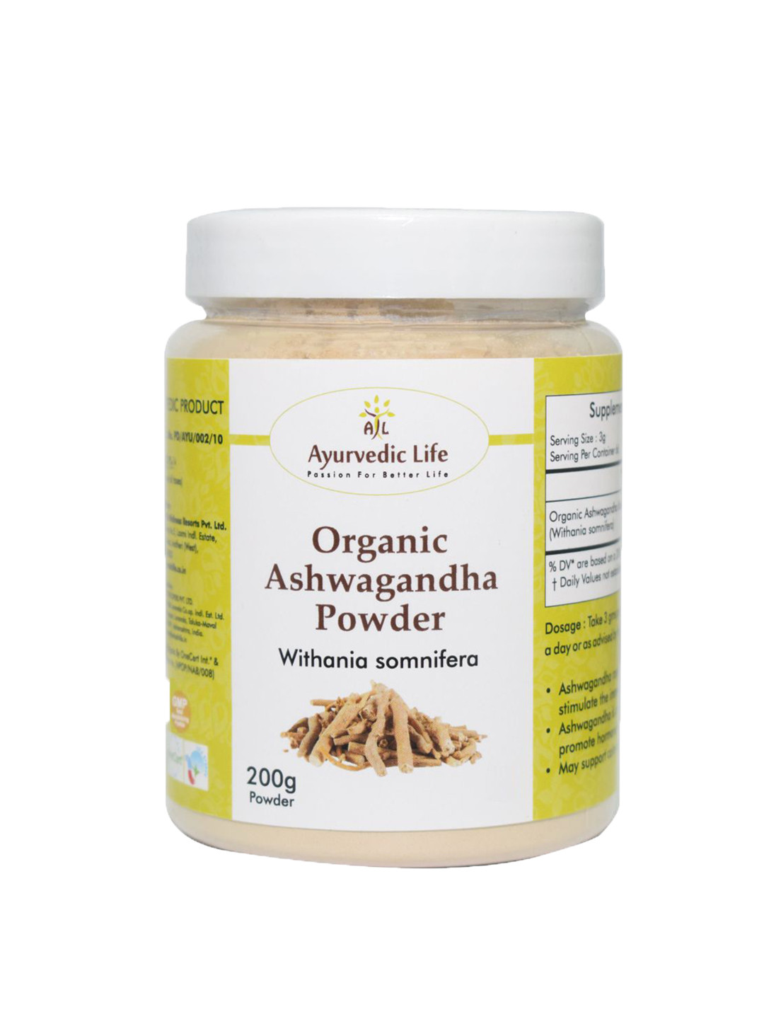 

Ayurvedic Life Organic Ashwagandha Powder - 200 g, White