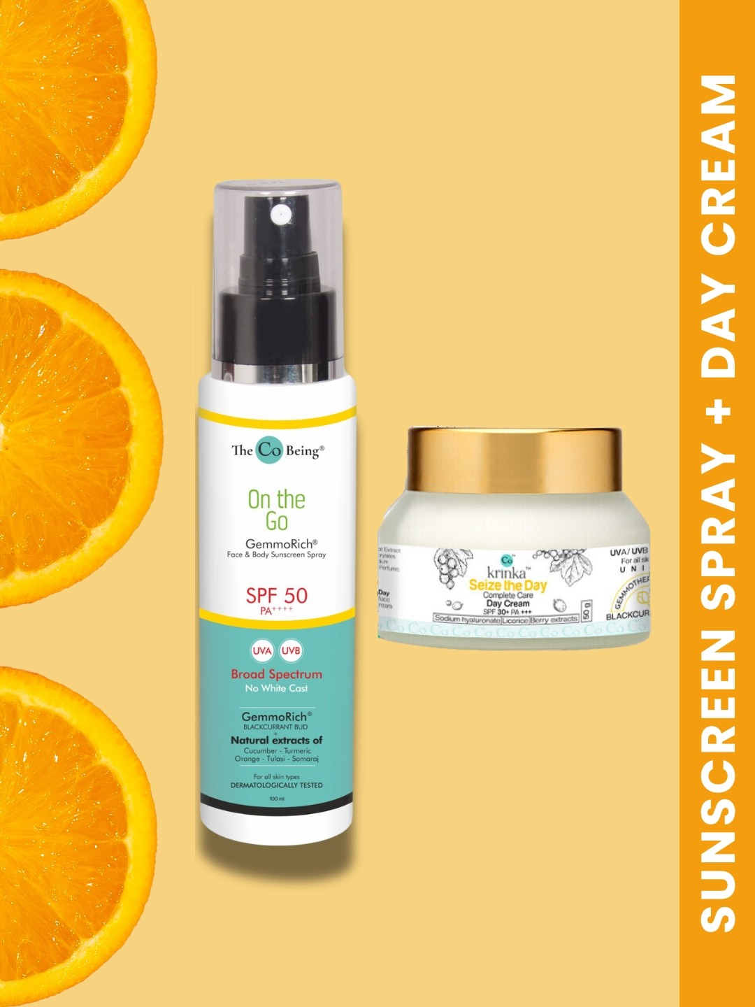 

The Co Being Set Of 2 Seize The Day Cream - 50 g & On The Go SPF 50 Sunscreen - 100 ml, White