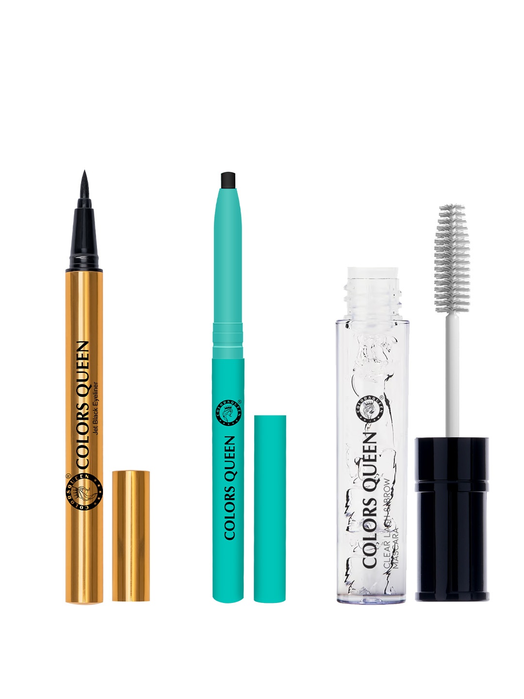 

Colors Queen Set Of 3 Long Lasting Mascara- 7 ml, Kajal-0.6 g and Eyeliner- 4.5 ml, Black