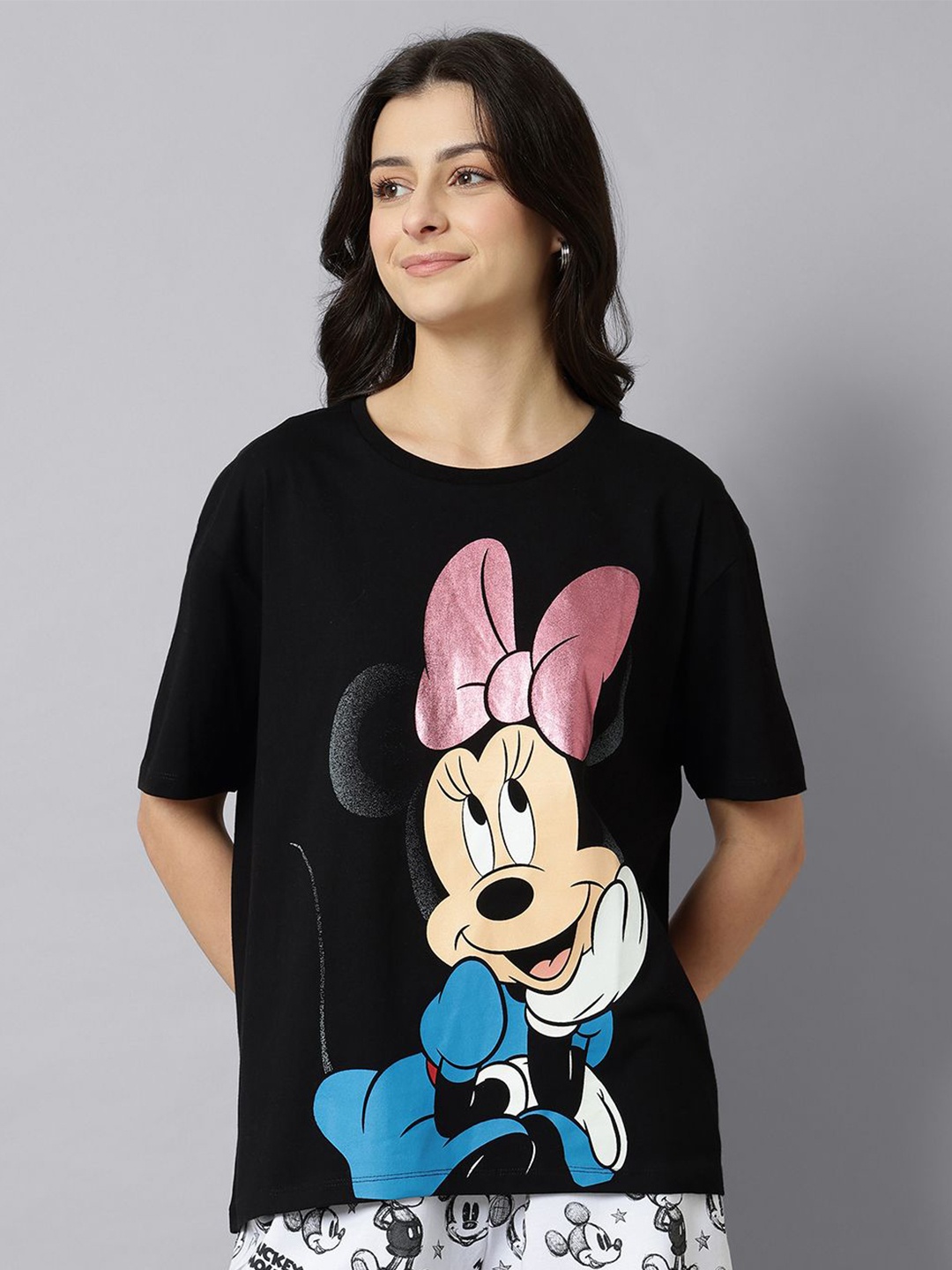 

Free Authority Mickey & Friends Printed Oversize Tshirt, Black